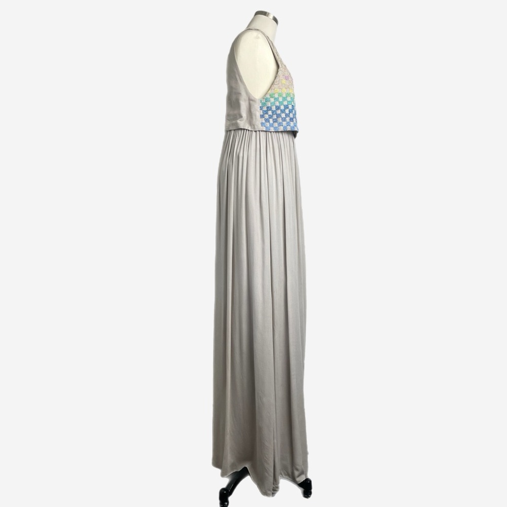 Mara Hoffman NWT Tan Linen Rainbow Beaded Maxi dress open back resort designer 4 - Picture 6 of 14